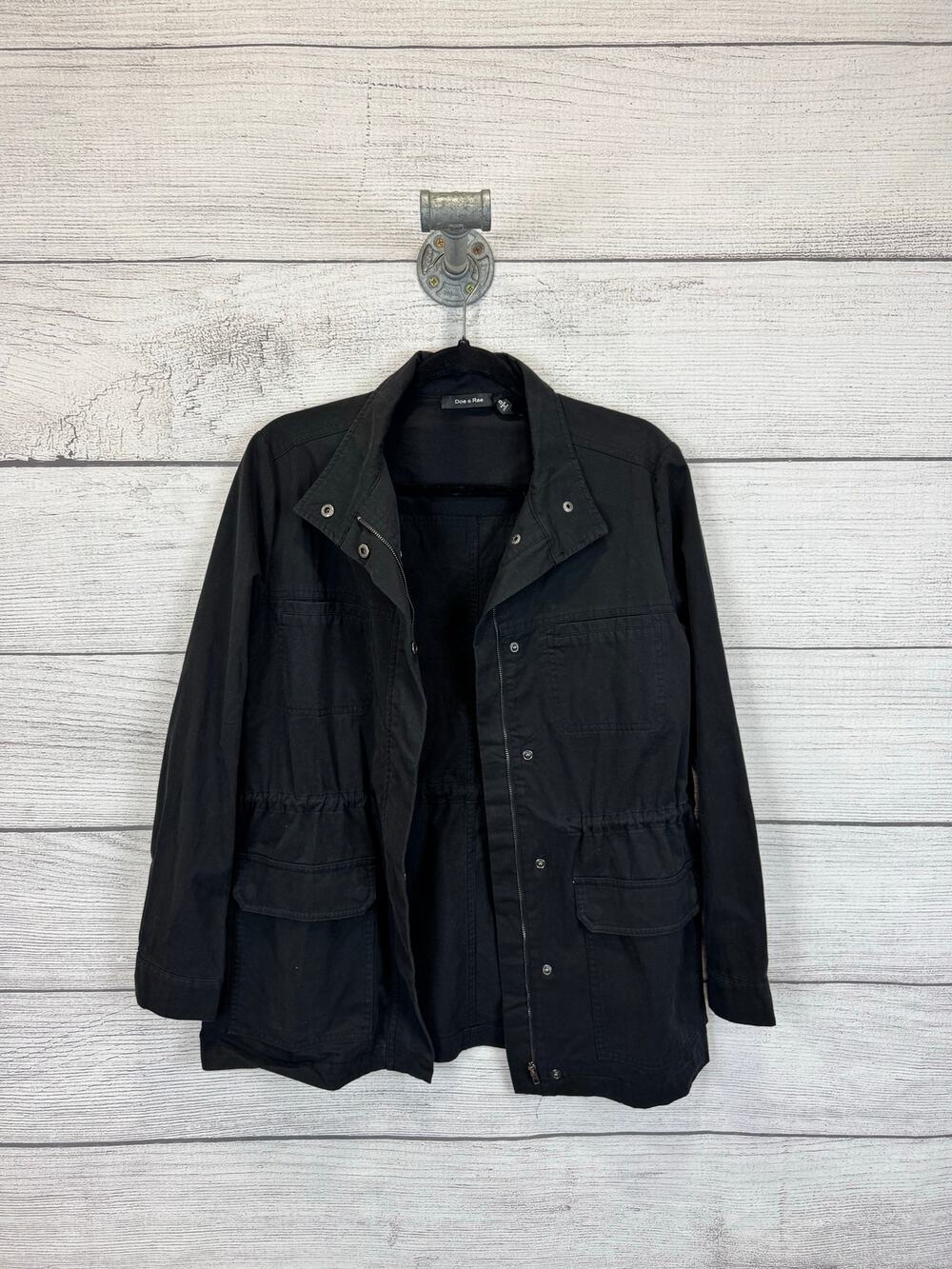 Doe And Rae Women's Black Faded Military Utility Jacket Size Small
